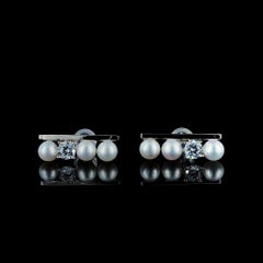 Art Deco Sterling Silver Pearl Stud Earrings