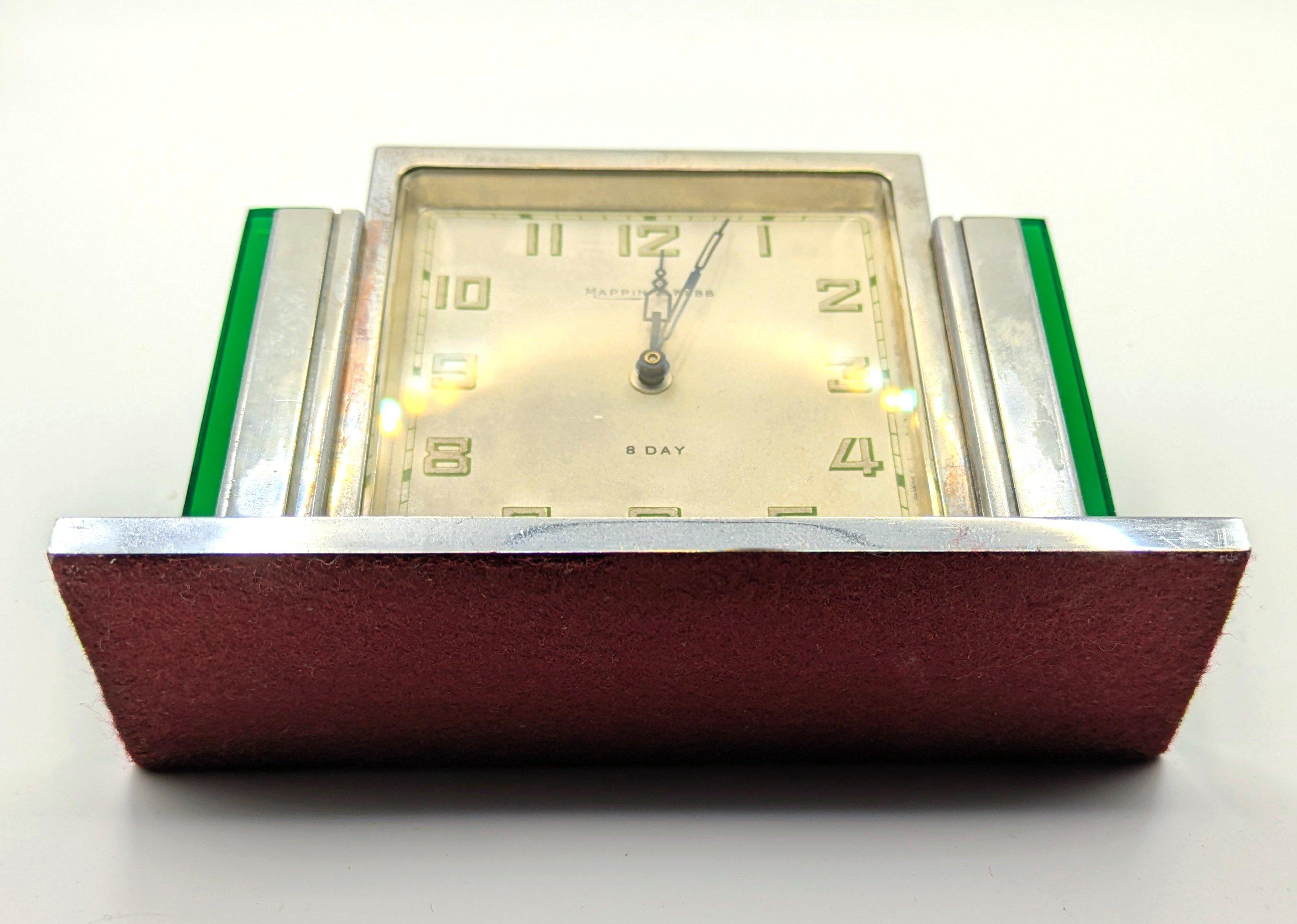 Art Deco Elegant Chrome-Plated Desk Clock by Mappin & Webb, c1930 For Sale 2