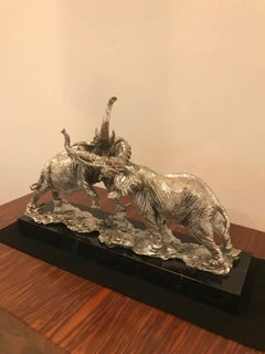Art Deco Elephant Sculpture on Black Marble