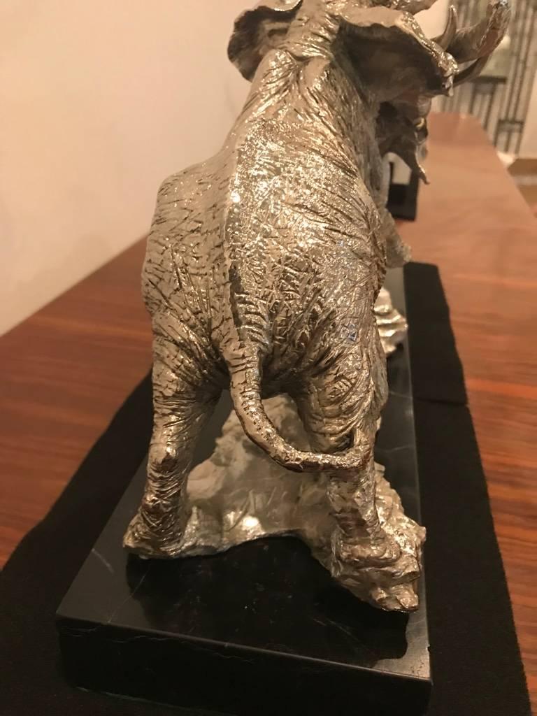 Art Deco Elephant Sculpture on Black Marble For Sale 2