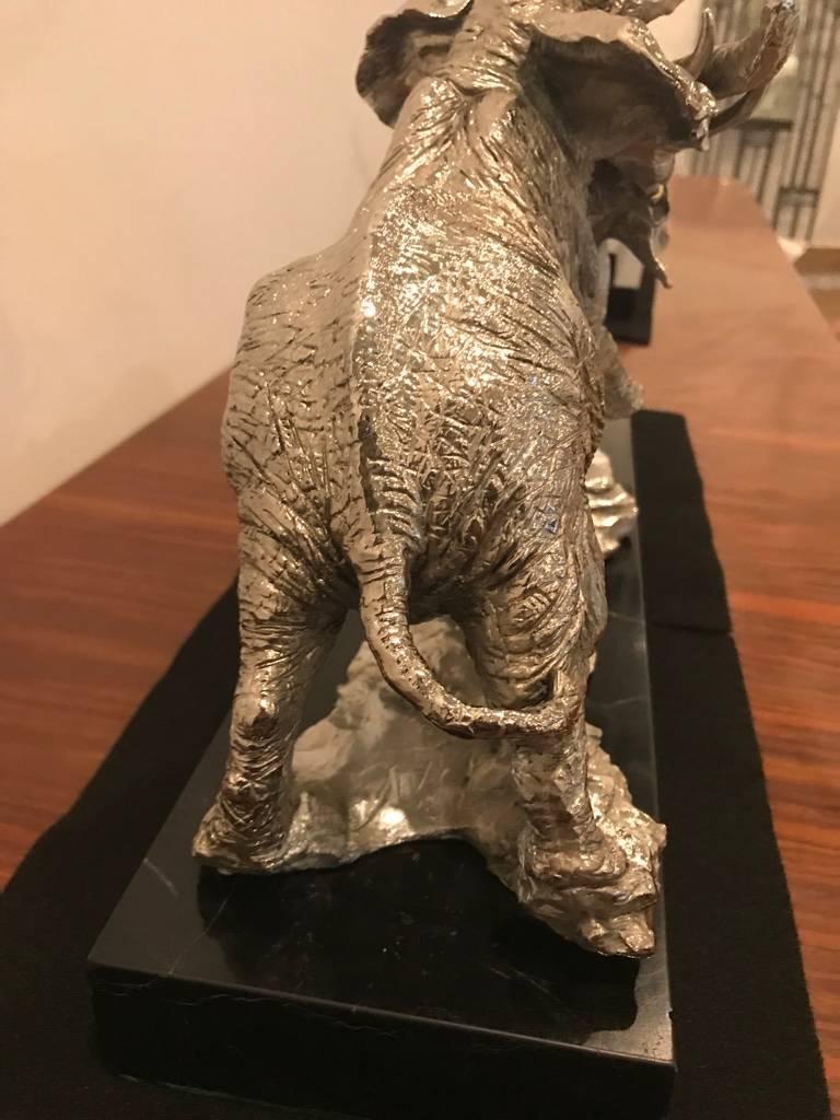 Art Deco Elephant Sculpture on Black Marble For Sale at 1stdibs