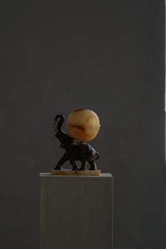 Art Deco, Elephant Table Lamp with Alabaster Globe, Early 20th Century, 1930s