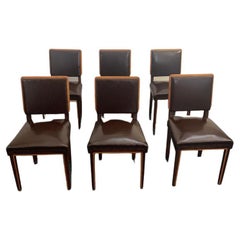 Art Deco Elm, Maple & Leatherette Dining Chairs, 1940s, Set of 6