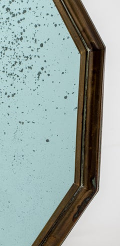 Art Deco Elongated Octagonal Bronze Mirrors, Pair