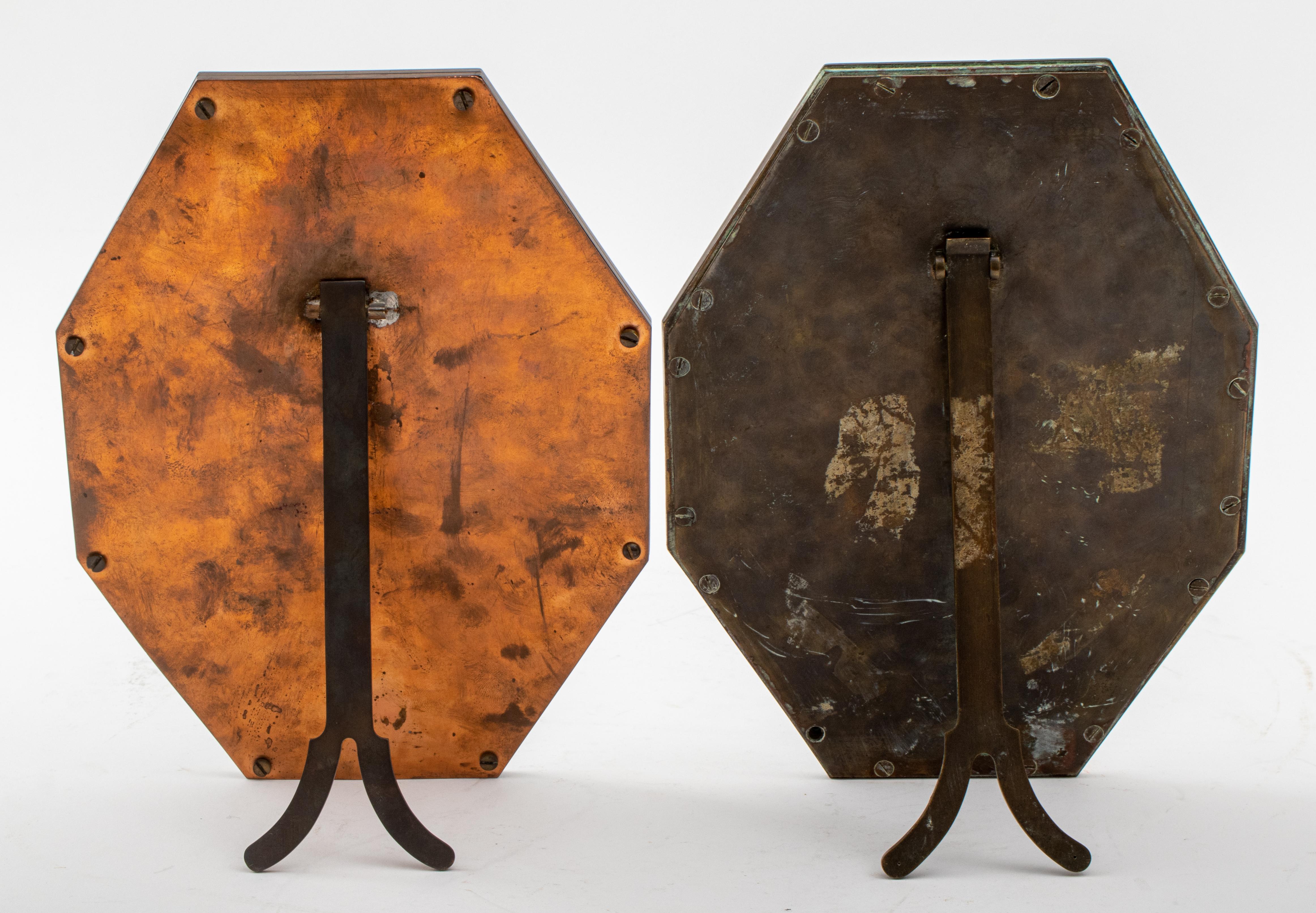 Zwei längliche achteckige Bronzespiegel im Art-déco-Stil im Zustand „Gut“ im Angebot in New York, NY