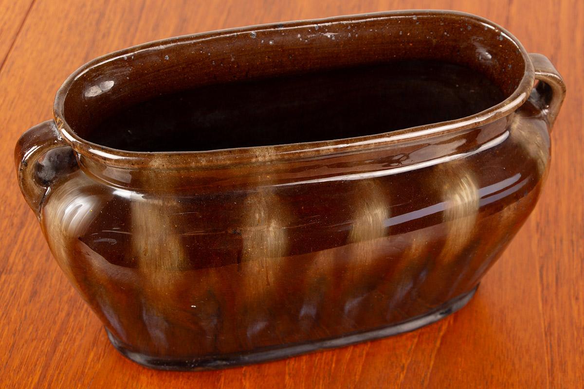 Art Deco elongated vase in flamed and iridescent stoneware by Edouard Grégoire. im Angebot 3