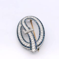 Art Deco E.M. Gattle & Co. Belt Brooch with Diamond Sapphire 4.24ctw. Platinum