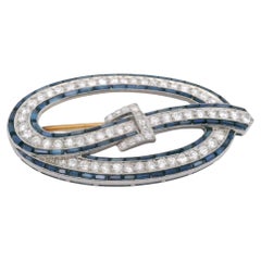 Art Deco E.M. Gattle & Co. Belt Brooch with Diamond Sapphire 4.24ctw. Platinum