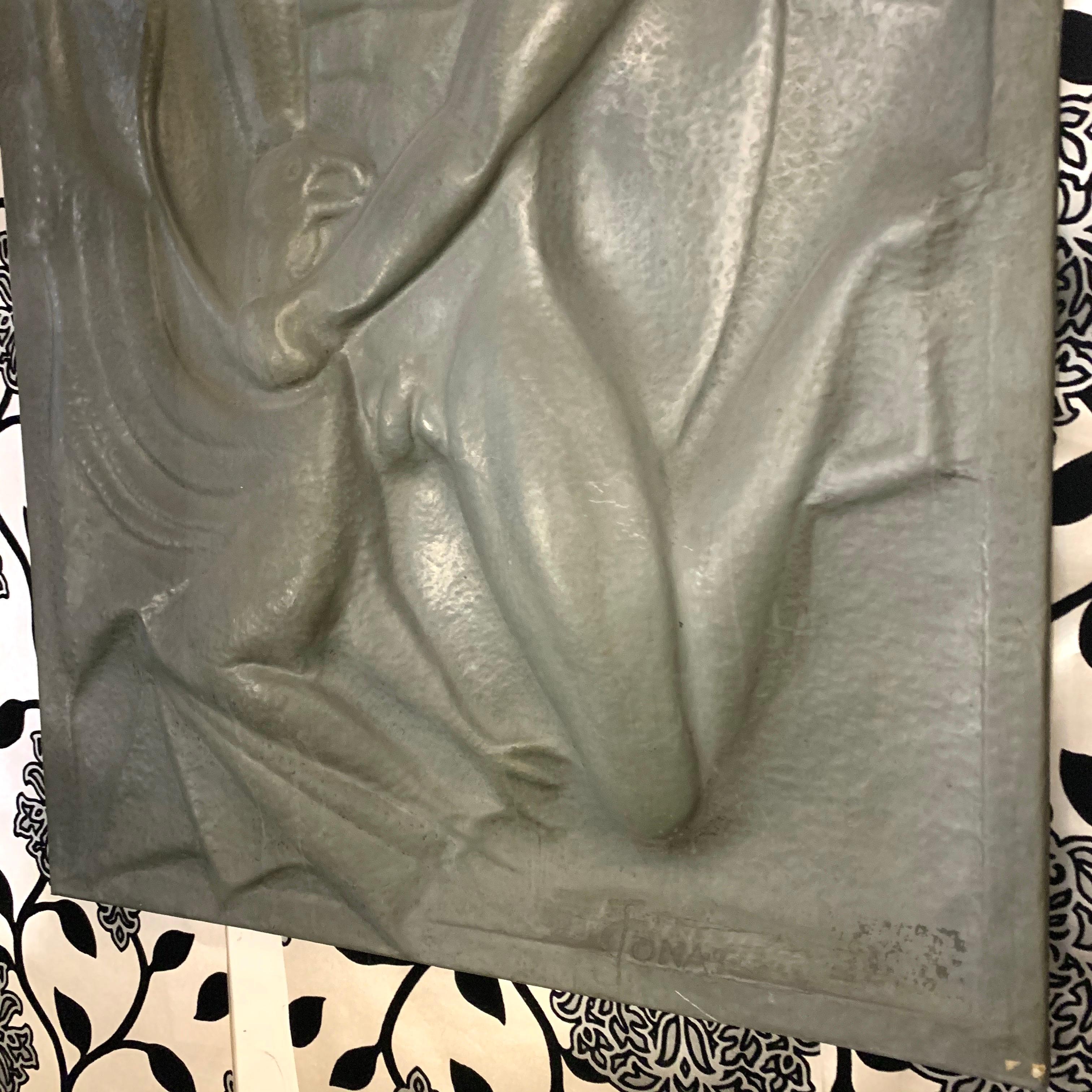 Art Deco Embossed Pewter Panel Sculpture, 1920s For Sale 2
