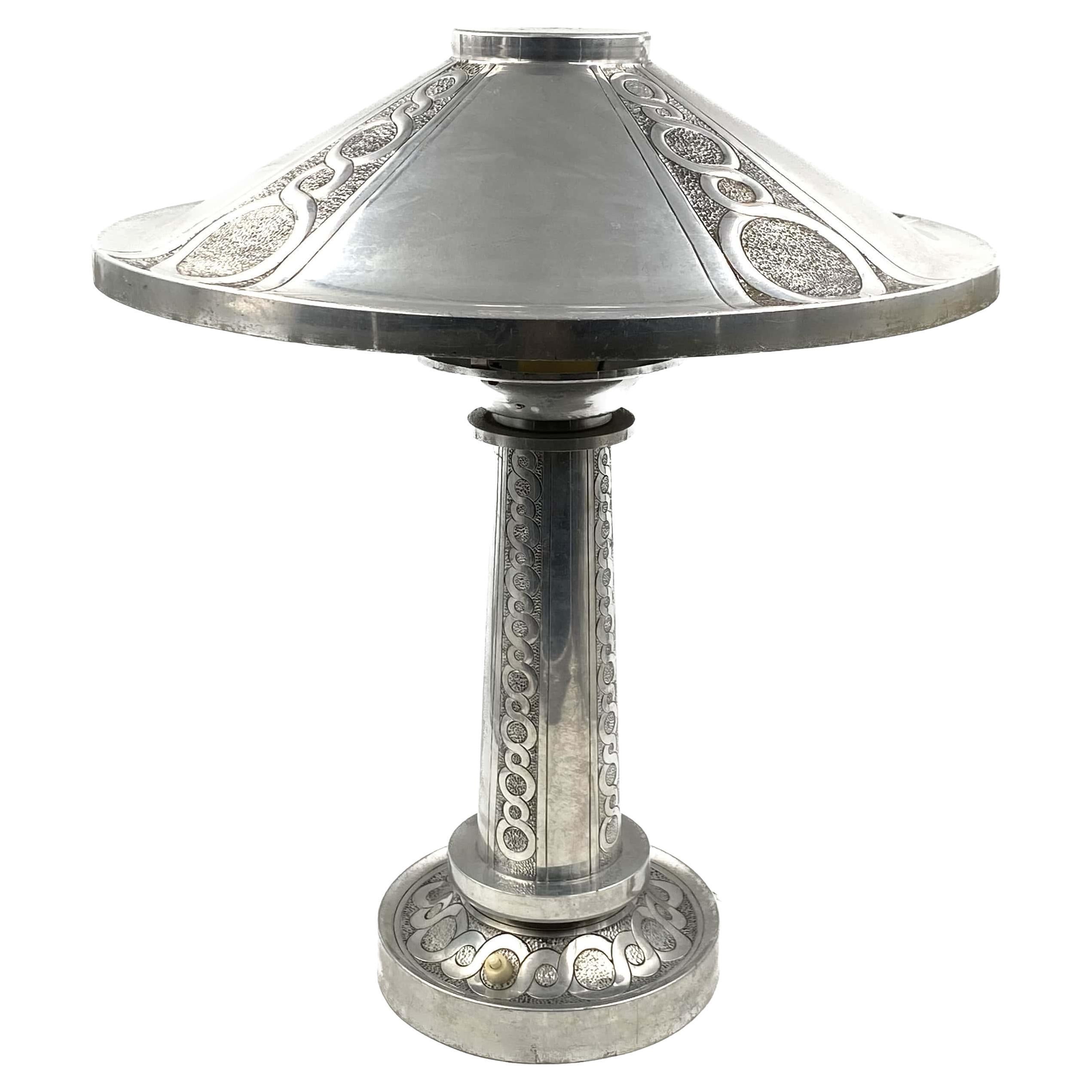 Art Deco embossed Table Lamp, France, ca. 1920s For Sale