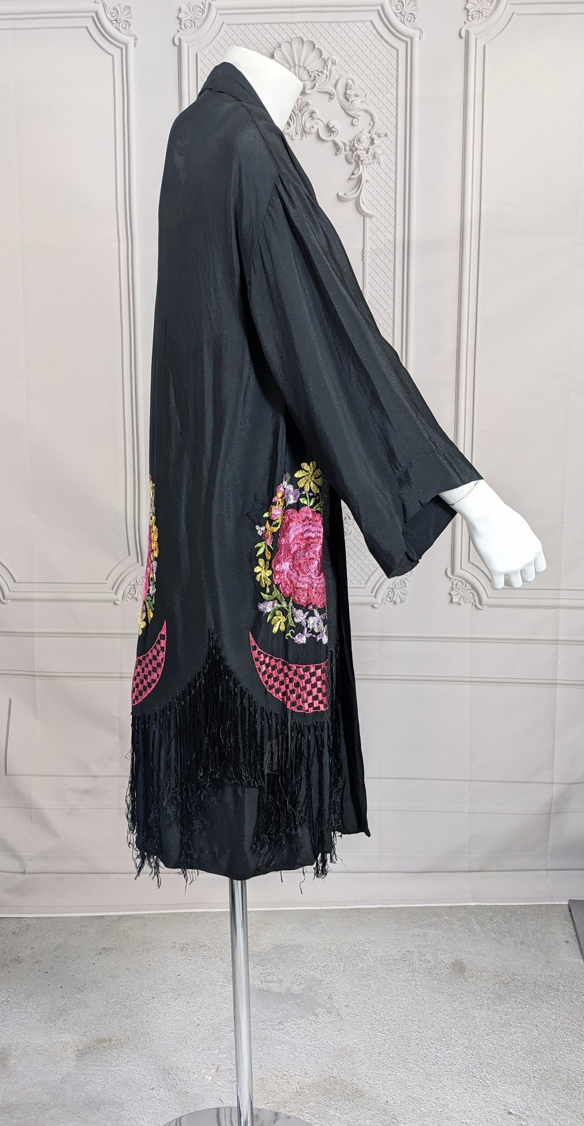Art Deco Embroidered Fringe Robe For Sale 3