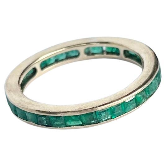 Art Deco Emerald and 18 Carat Gold Eternity Band For Sale