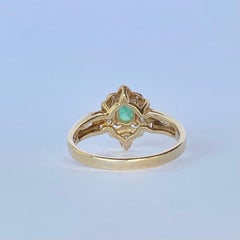 Art Deco Emerald and Diamond 18 Carat Gold and Platinum Ring