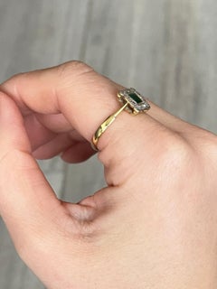 Art Deco Emerald and Diamond 18 Carat Gold Cluster Ring