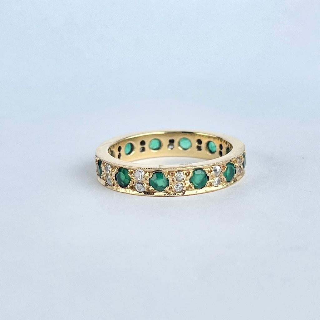 Art Deco Emerald and Diamond 18 Carat Gold Full Eternity Band 1