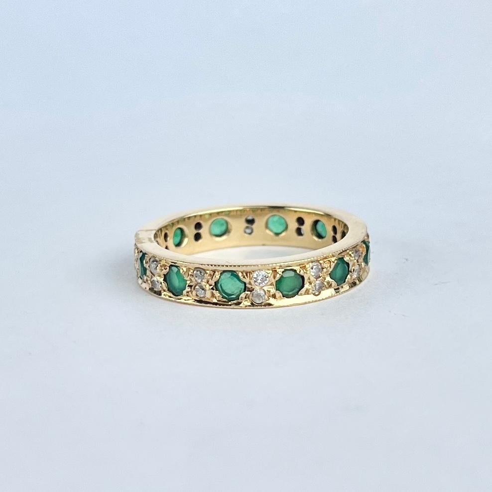 Art Deco Emerald and Diamond 18 Carat Gold Full Eternity Band 2