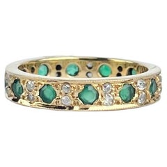 Antique Art Deco Emerald and Diamond 18 Carat Gold Full Eternity Band