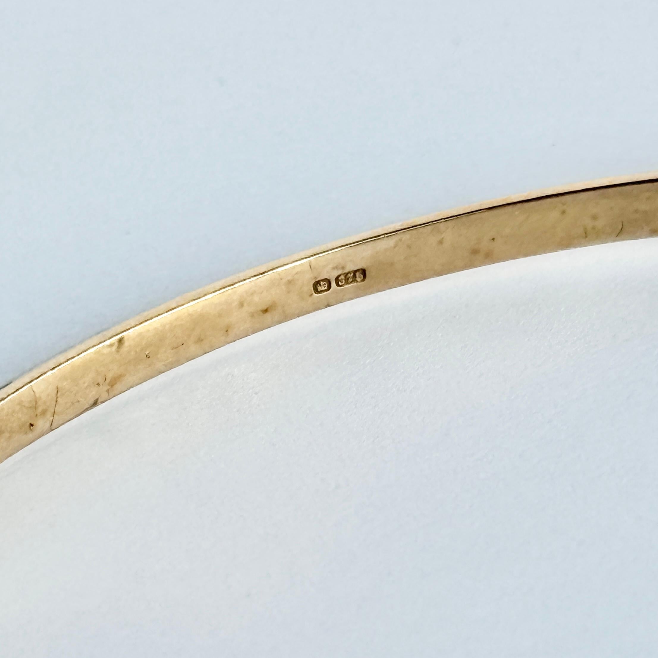 Art Déco Art Deco Emerald and Diamond 9 Carat Gold Bangle in vendita