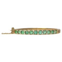 Art Deco Emerald and Diamond 9 Carat Gold Bangle