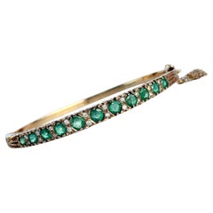 Art Deco Emerald and Diamond 9 Carat Gold Bangle