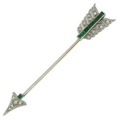 Art Deco Emerald and Diamond Arrow Jabot Pin