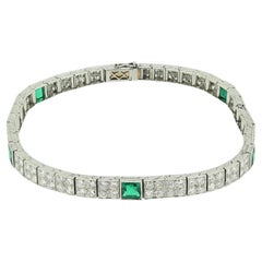 Art Deco Emerald and Diamond Bracelet