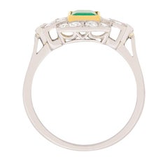 Art Deco Emerald and Diamond Cluster Ring, circa 1920s