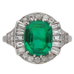 Art Deco Emerald and Diamond Cluster Ring, circa 1925