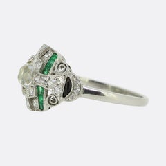Art Deco Emerald and Diamond Cluster Ring