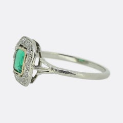 Art Deco Emerald and Diamond Cluster Ring