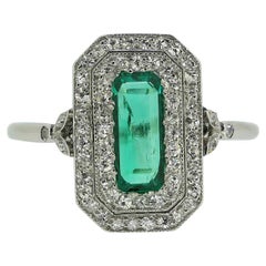 Art Deco Emerald and Diamond Cluster Ring