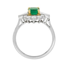 Art Deco Emerald and Diamond Cluster Ring, circa 1920s