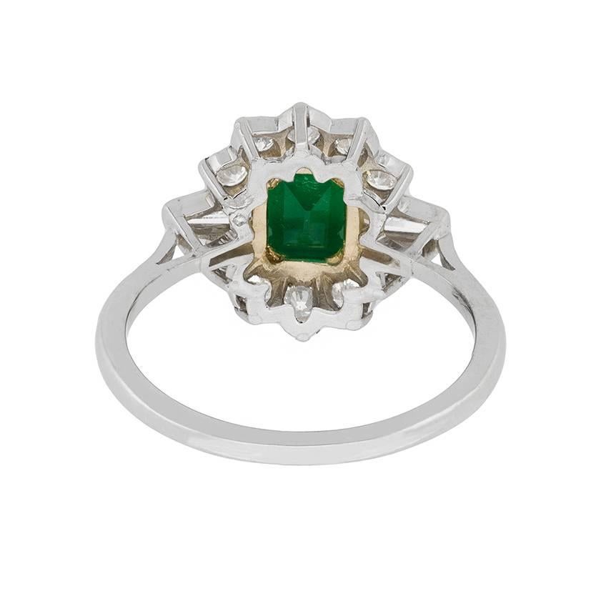 emerald and diamond cluster ring