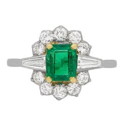 Art Deco Emerald and Diamond Cluster Ring, circa 1920s