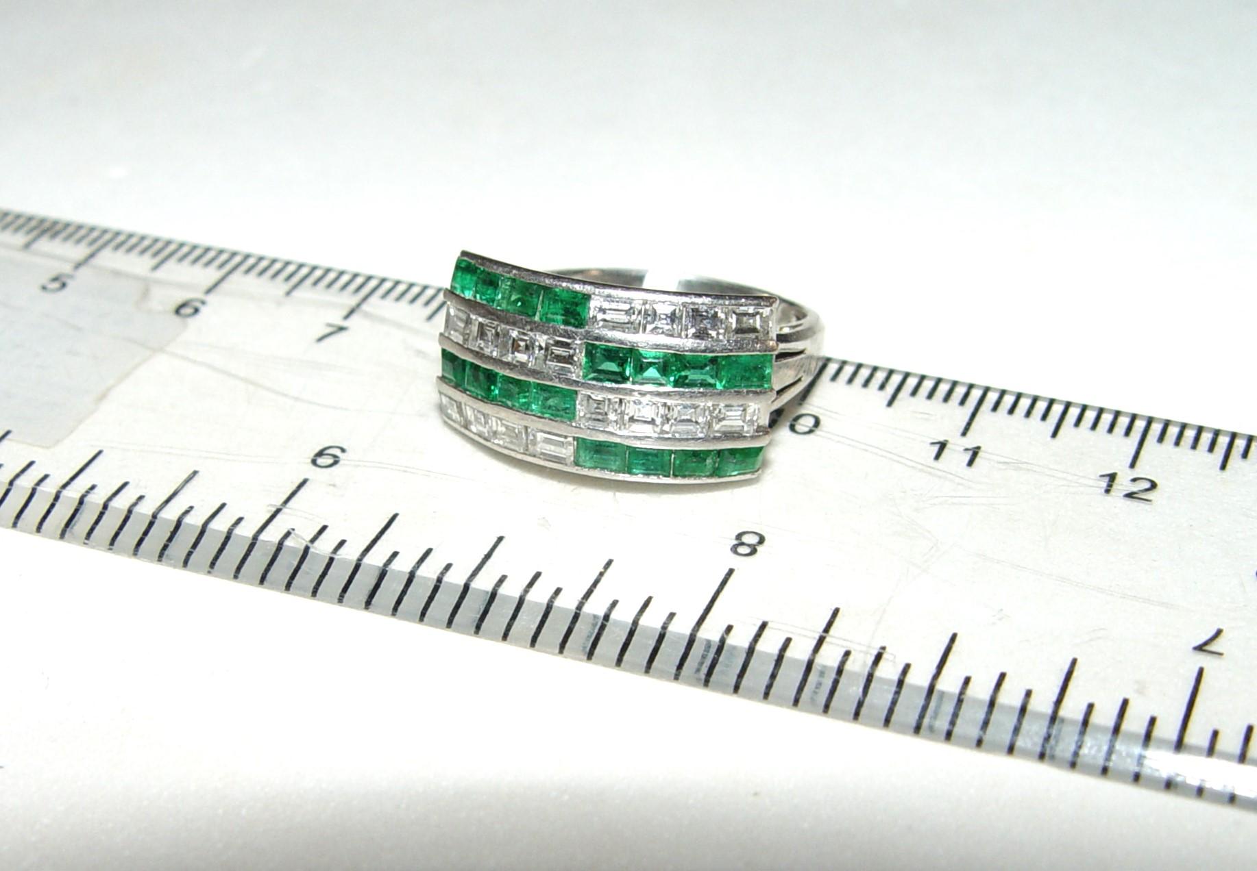 Art Deco Emerald and Diamond Cocktail Ring 18K s-6 For Sale 10