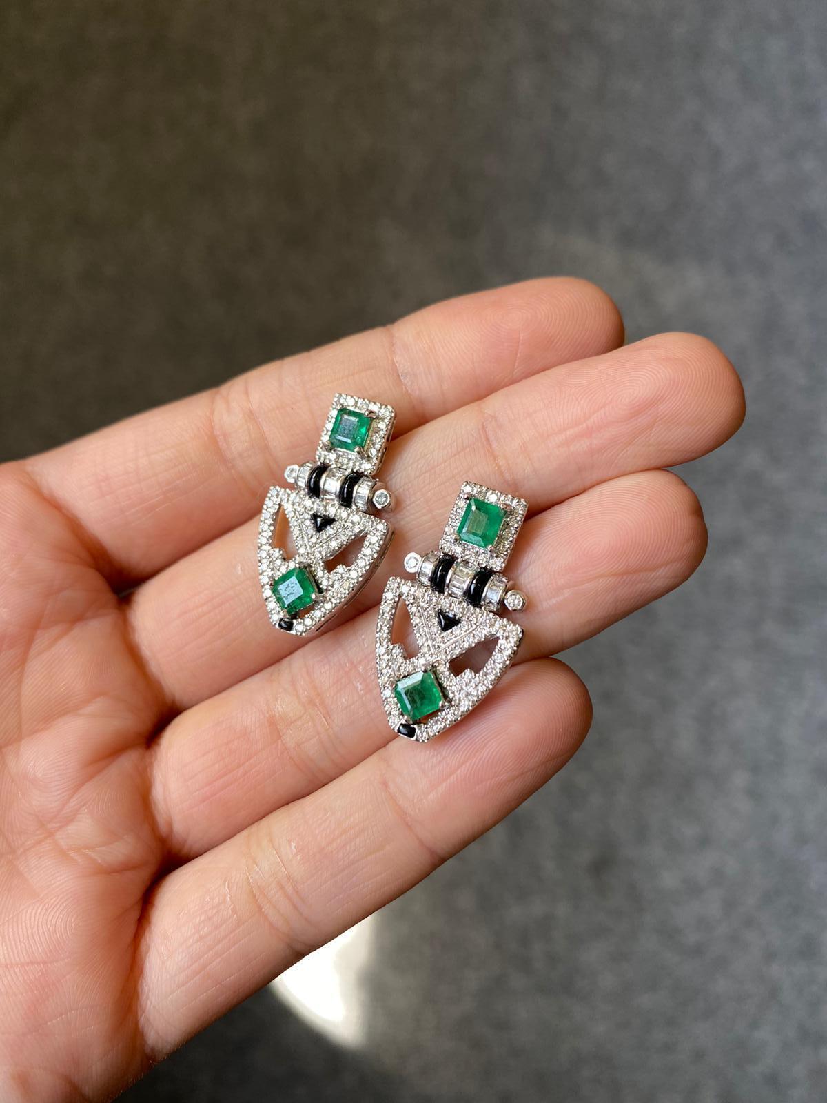 art deco emerald earrings