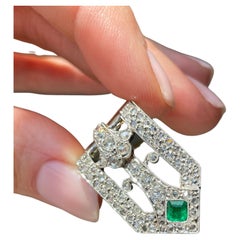 Art Deco Emerald and Diamond Dress Clip
