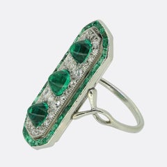 Art Deco Emerald and Diamond Dress Ring