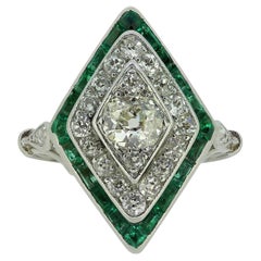 Art Deco Emerald and Diamond Dress Ring