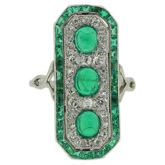 Art Deco Emerald and Diamond Dress Ring