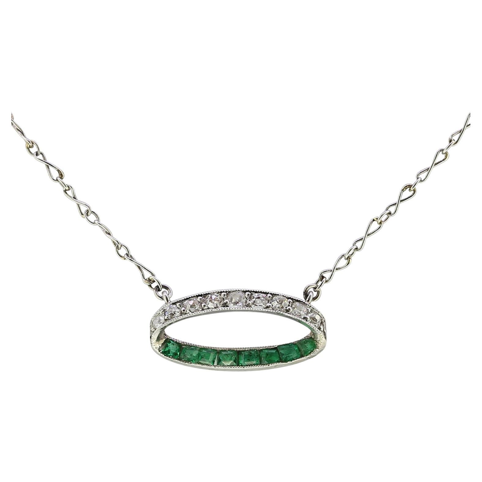 Art Deco Emerald and Diamond Necklace