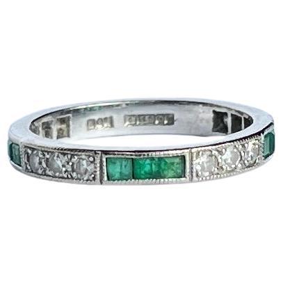 Art Deco Emerald and Diamond Platinum Eternity Band