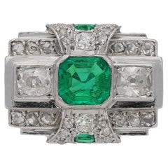 Art Deco emerald and diamond ring, circa 1935.