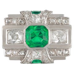 Art Deco emerald and diamond ring, circa 1935.