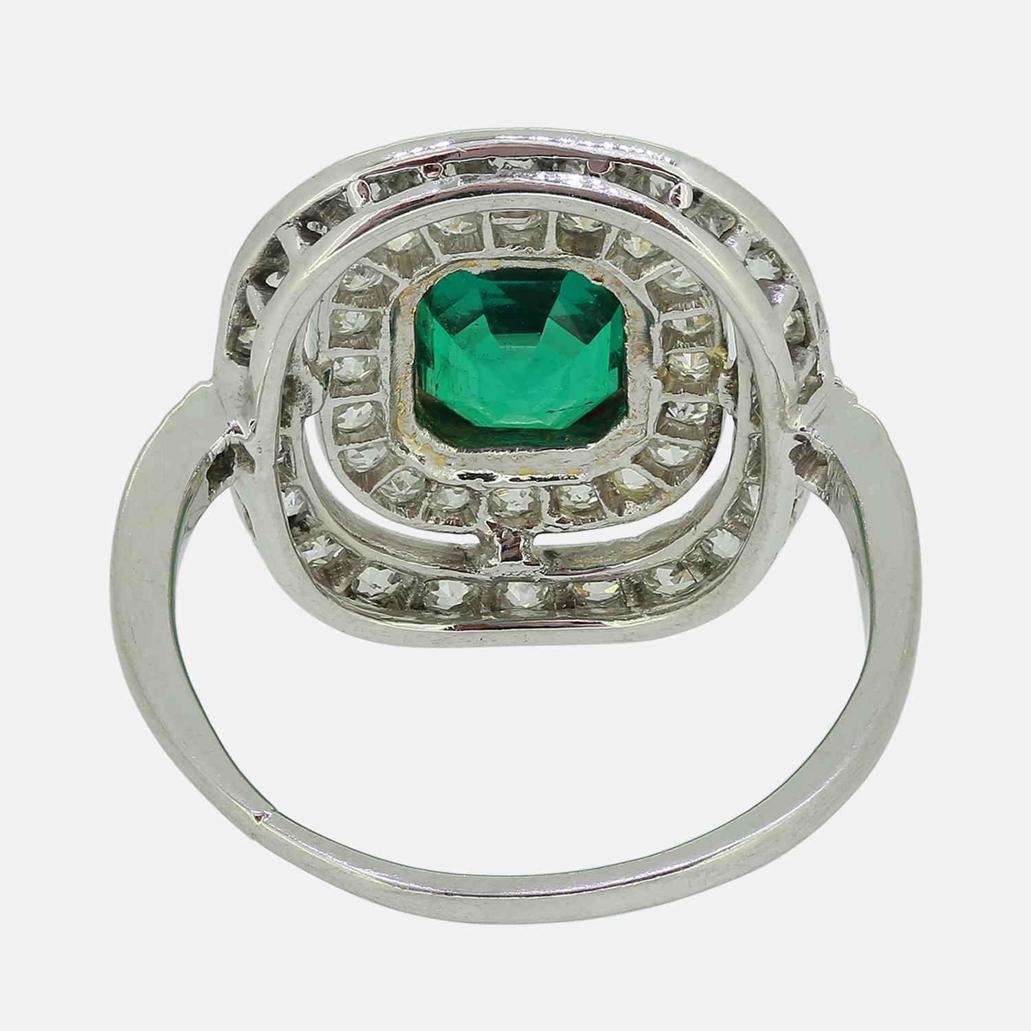 Art déco-Ring mit Smaragd und Diamant im Zustand „Gut“ im Angebot in London, GB