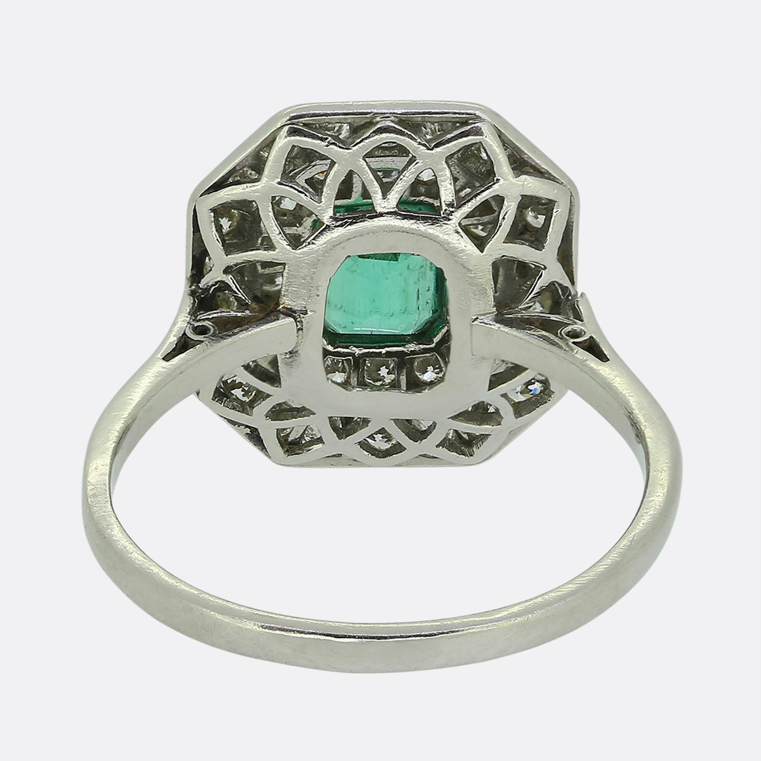 Art déco-Ring mit Smaragd und Diamant im Zustand „Gut“ im Angebot in London, GB