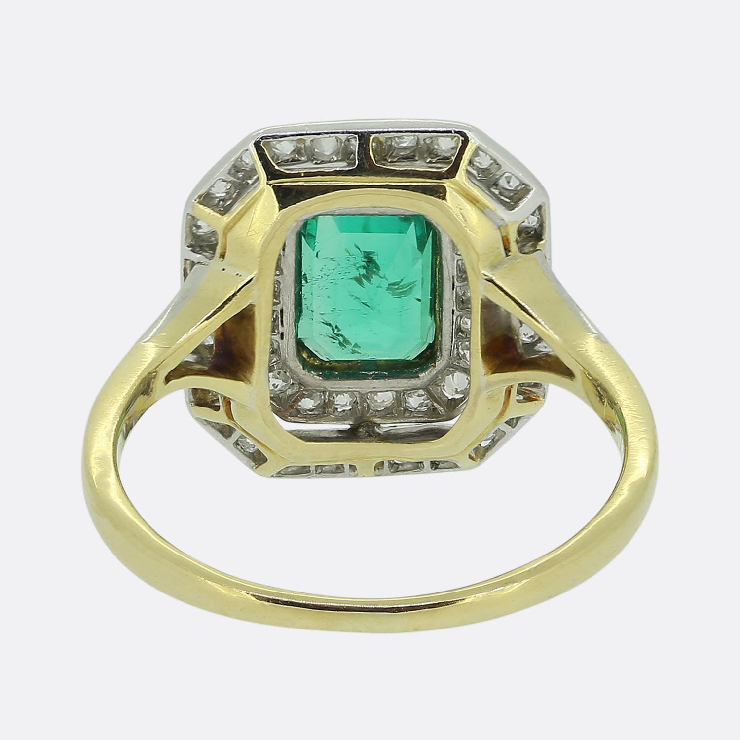Art déco-Ring mit Smaragd und Diamant im Zustand „Gut“ im Angebot in London, GB