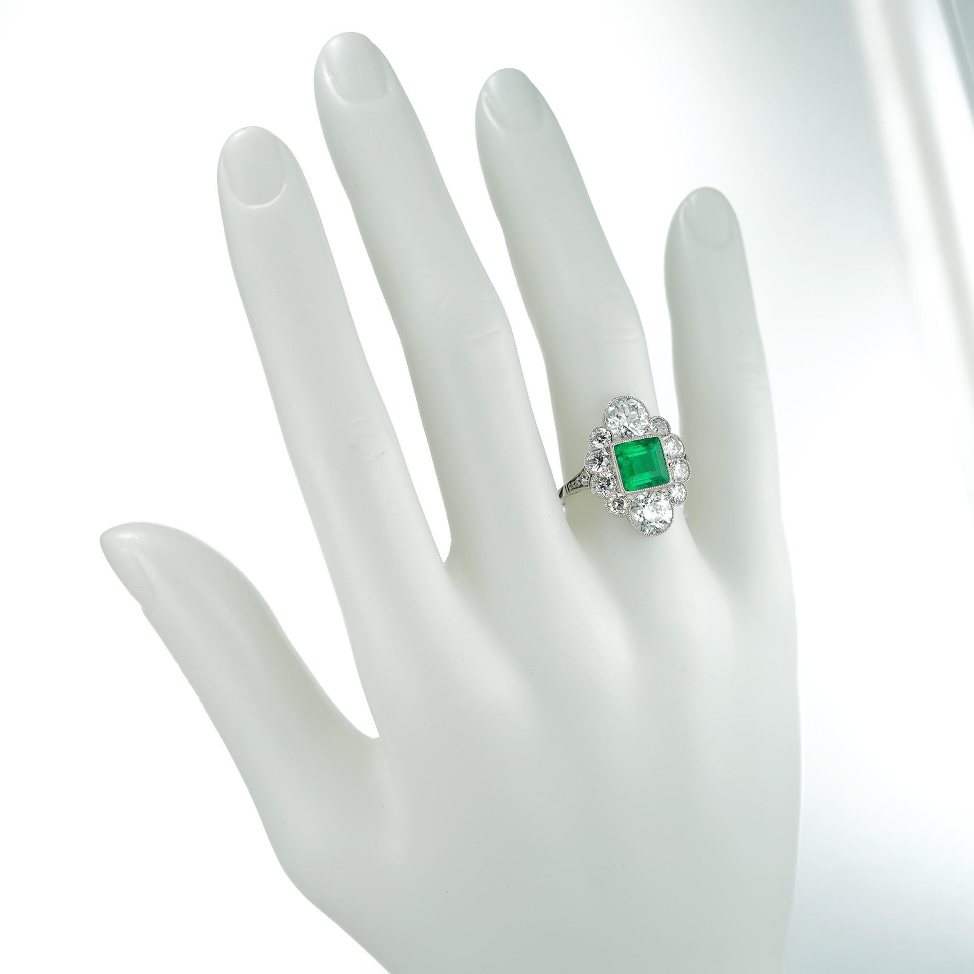 art deco emerald diamond ring