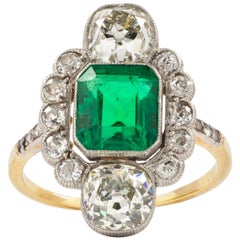 Art Deco Emerald and Diamond Ring