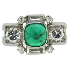 Art Deco Emerald and Diamond Ring